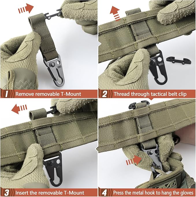 LIVANS Molle Belt Clip Key Holder Tactical Battle Belt Plate Carrier Vest Attachment Clip for Hanging Keys or Gloves, Universal Fit Molle Accessories Clip |T-Mount Clash Hook, Include Z-Buckle