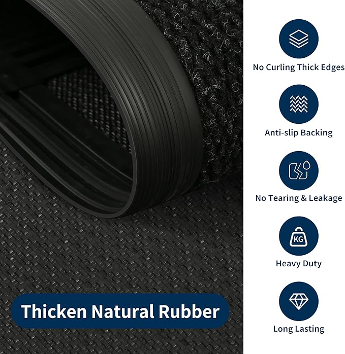 4' X 20' Commercial Outdoor Doormats Customized Sizes,Thick Heavy Duty Rubber Door Mat Indoor Outside, 0.35" Low Profile All-Weather Waterproof Matt for Garage Floor Patio Porch Entrance Entryway