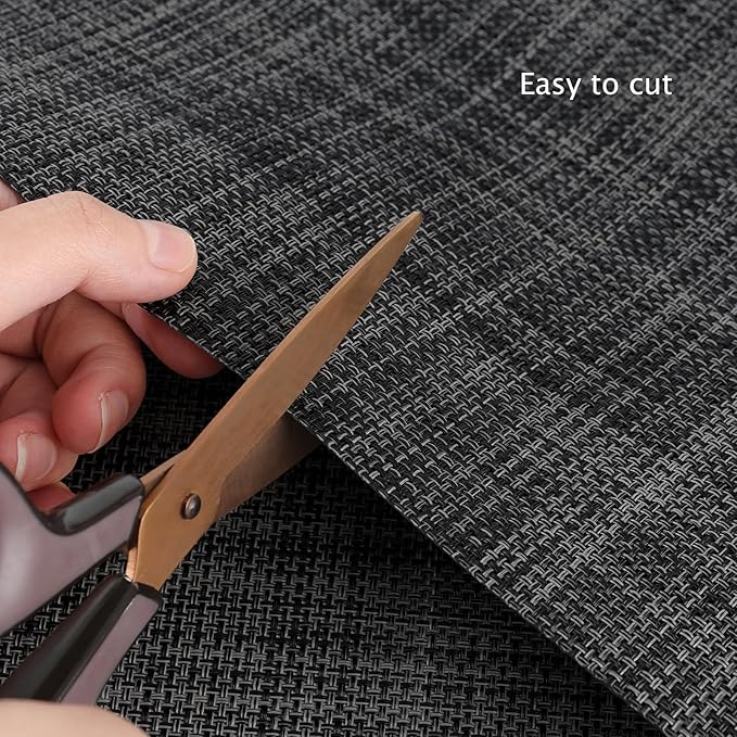 Myir JUN Table Runner, Vinyl Table Runner Indoor 72 Inch Long Arbitrarily Cropped Runner for Table Heatproof for Home Party (Dark Gray-Black, 12 x 72 inch)