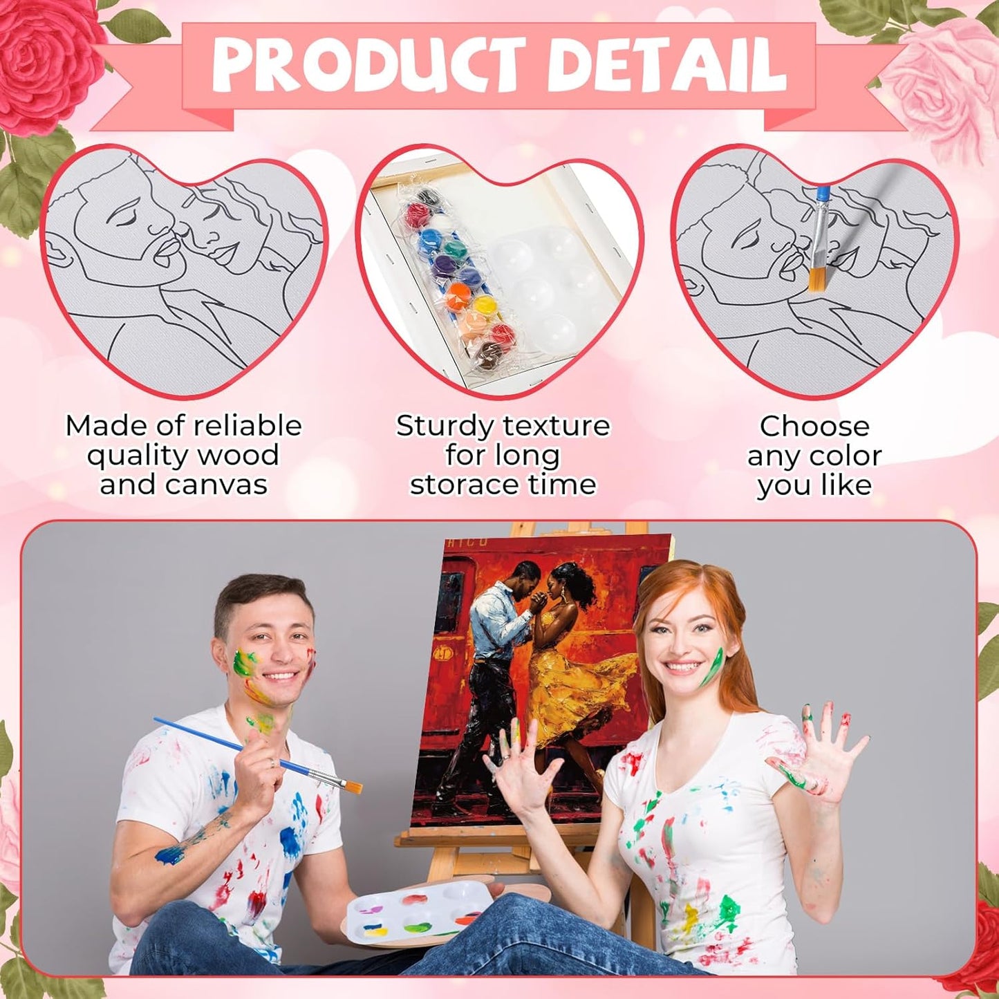 Zhanmai 12 Pack Pre Drawn Canvas for Painting Sip and Paint Kit 8" x 10" Paint Party Set Canvas Painting Pre Printed Canvases for Party Favor DIY Virtual Adult's Date Night(Sexy Couples)