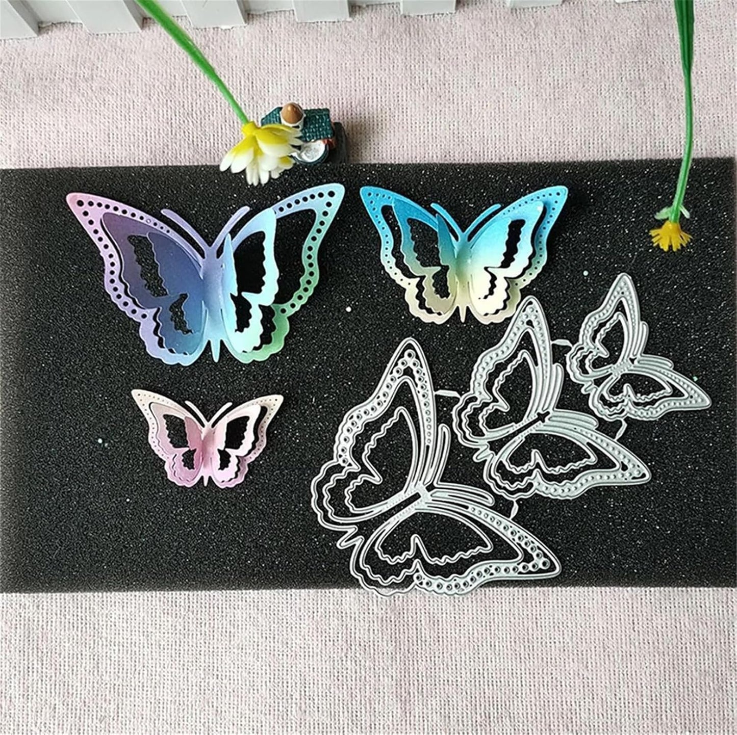 Cutting Dies Metal Stencils Scrapbooking Tools DIY Embossing Template for Paper Card Making Album Arts Crafts Supplies (3D butterfly-9x12.6cm)
