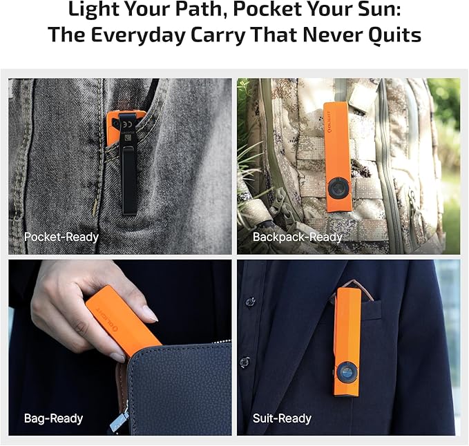 OLIGHT ArkPro EDC Flat Flashlight Rechargeable with Green Beam, UV and White LED,1500 Lumens USB-C Pocket Camping Flashlight, Spotlight Floodlight for Outdoor Emergency Working (Orange CW)