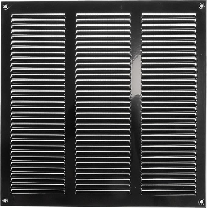 Repa Market 12x12 Inch Air Vent Cover/Black Galvanized Steel Louvered Grill Cover with Mesh Screen/Wall or Ceiling Vent/Durable Flush Mount HVAC Register for Indoor and Outdoor Ventilation