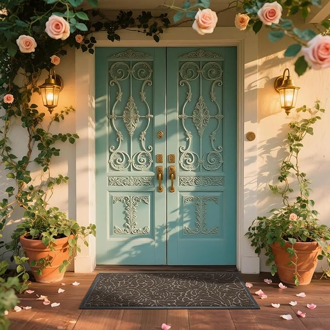 Yimobra Large Door Mat Outside Entrance 47x24, Waterproof Sturdy Outdoor Mats for Front Door, Heavy Duty Non-Slip Doormat for Garage Patio Entryway Indoor, Easy Clean, Brown