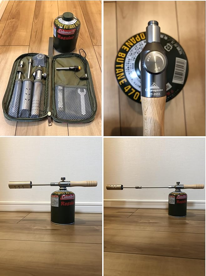 CAMPINGMOON Camping Grill Torch Dual Fuel Head Flame Adjustable for Charcoal Starter with Storage Case MT-3955/I-1010 (Propane + Isobutane)