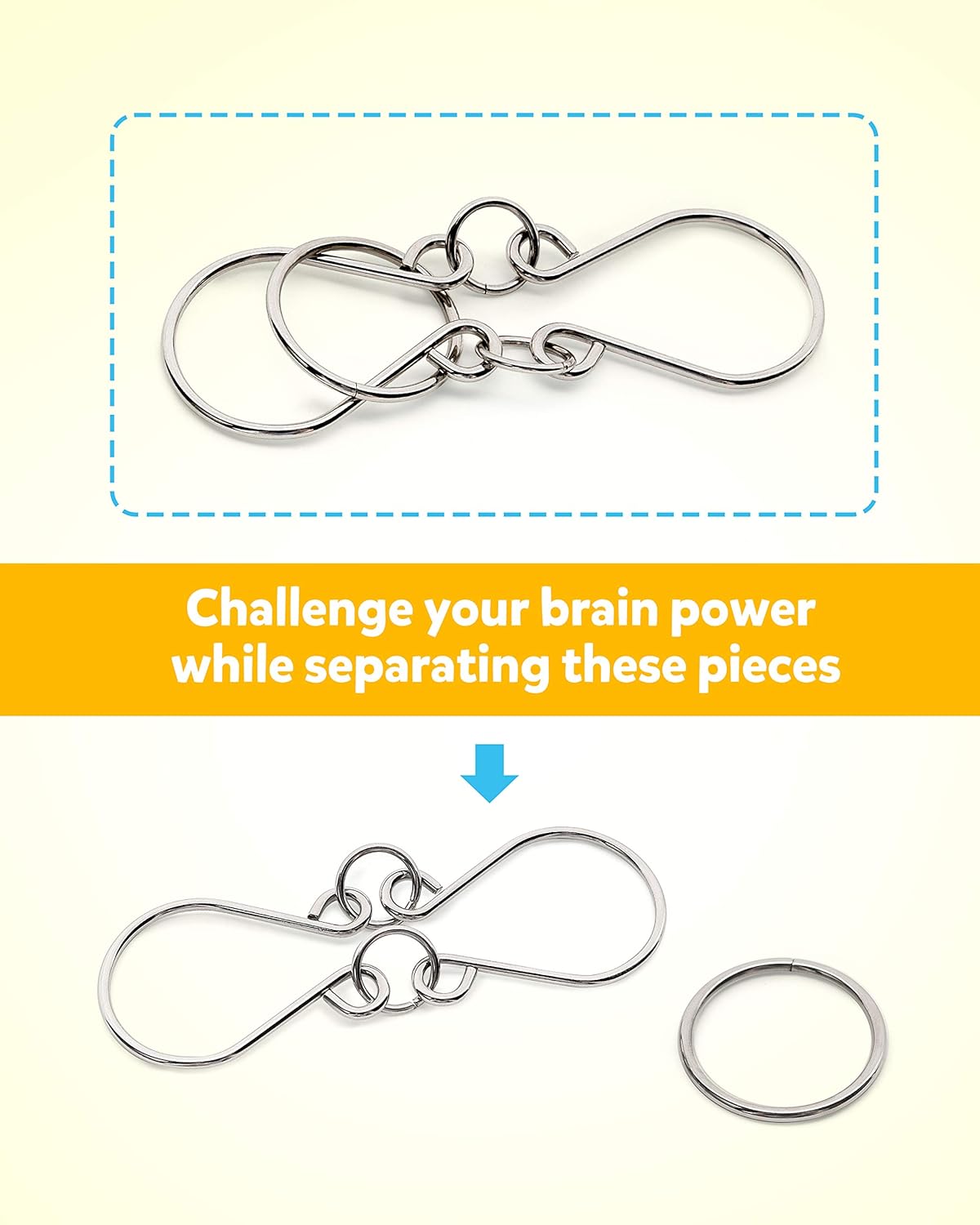 Coogam Metal Wire Puzzle Set of 16 with Pouch,Brain Teaser IQ Test Disentanglemen Iron Link Unlock Interlock Game Chinese Ring Magic Trick Toy for Party Favor Kids Adults Challenge