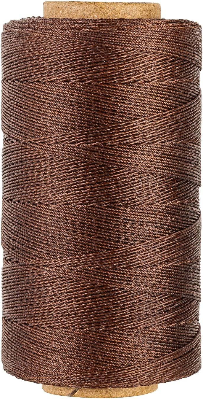 Sturdy Bonded Waxed Polyester Thread, 0.55mm, 437 Yards Wax String Cord - Deep Coffee for Leather, Hand Sewing, Stitching, Bookbinding, Beading, Bracelets and Macrame Jewelry Making