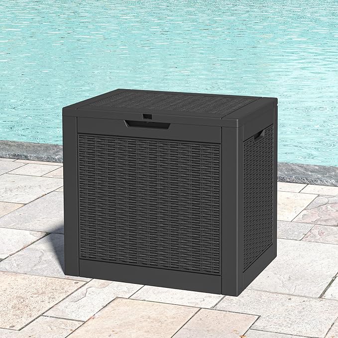 NUNU LAB 35 Gallon Outdoor Storage Box, Indoor Outside Deck Boxes Waterproof,Storage Bench Lockable Lid,Backyard Storage Bin For Package Delivery,Pool Accessories,Patio Cushions,Garden Tools