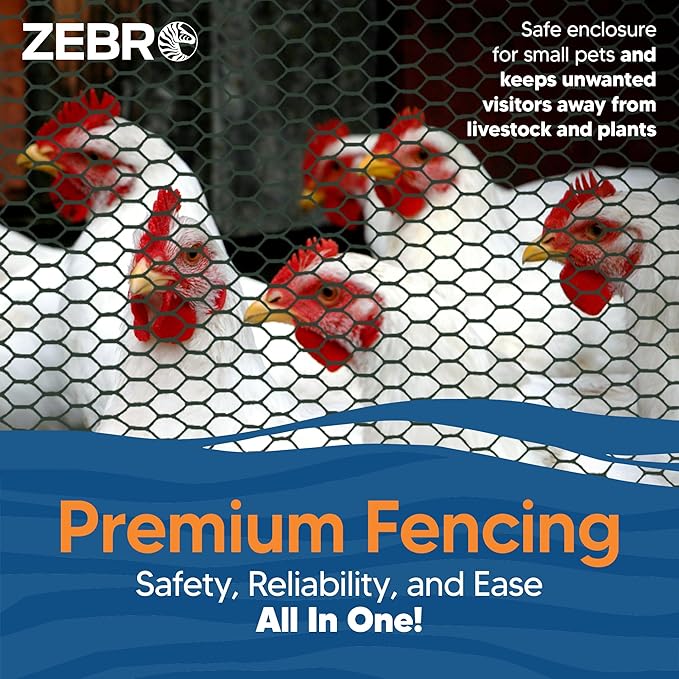 Plastic Hex Chicken Wire Mesh Garden Fence Roll (3' x 50' - Green) - Versatile Poultry Netting and Garden Fence for Temporary or Semi-Permanent Enclosures, Deer Fencing, and Construction Barriers