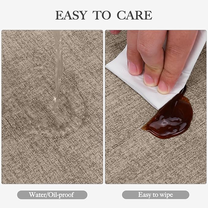 Faux Leather Heat Resistant Placemats Set of 4 – Waterproof Oilproof Wipeable Dining PU Place Mat Easy Clean Table Mats for Kitchen/Dining/Party/Holiday, Khaki