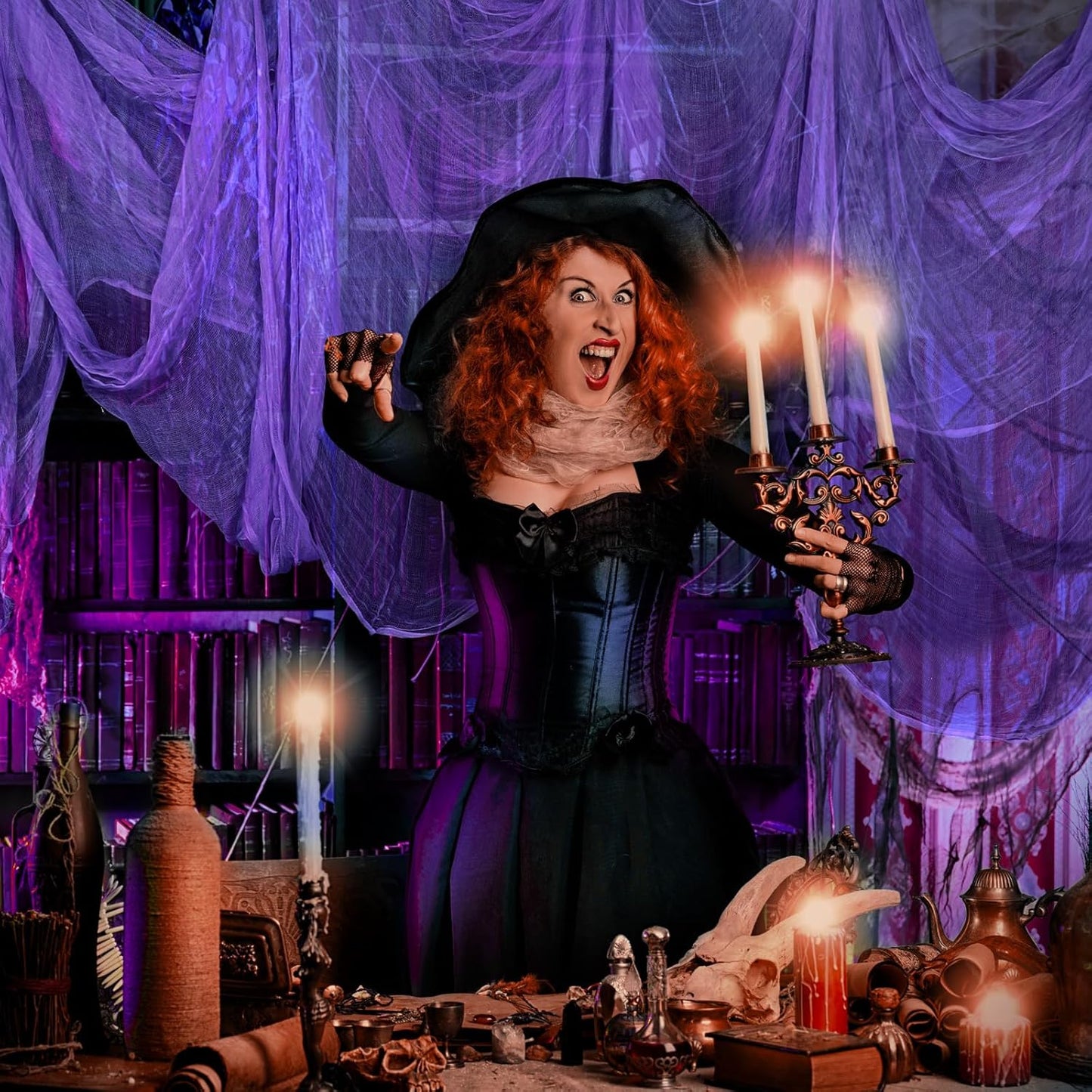 Boao Halloween Cheese Cloth 85 x 394 Inch Purple Cheesecloth Roll for Crafts Large Cotton Muslin Gauze Fabric for Halloween Outdoor & Indoor Spooky Decoration