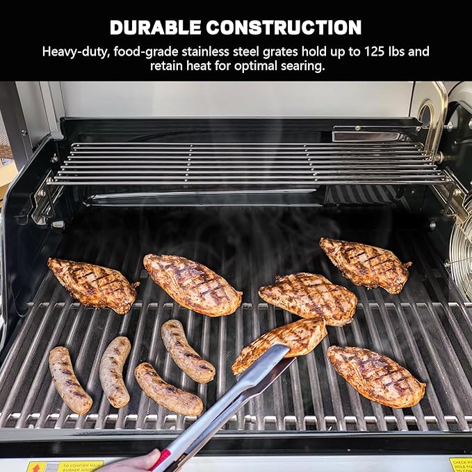 SUS304 7MM Stainless Steel Grill Grates for Ninja FlexFlame PG300 Series,XSKGRILLGRATE Upgrades Premium Grill Grates Durable,Easy to Clean,Heat Retaining,Upgrade for FlexFlame Grill Accessory,Set of 2