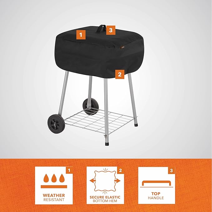 Modern Leisure 2974 Basics Walk-A-Bout Charcoal Grill Cover (21.5 L x 21.5 D x 14.5 H inches) Water-Resistant, Black