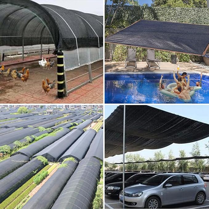 Shade Cloth, 90% Sunblock Net for Garden Patio, Shade Neting for Plants Greenhouse Outdoor Pergola Lawn, Easier to Hang Sun Cover for Kennel Chicken Coop