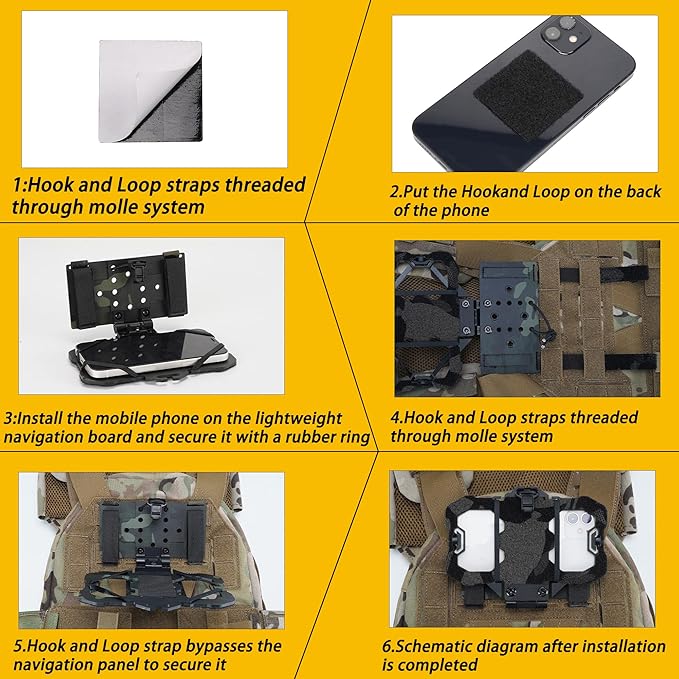Tactical Phone Holder Available in Full Size Plate Carrier Phone Mount Adjust Nylon Molle Phones Holder for Tactical,Car,Office (MCBK)