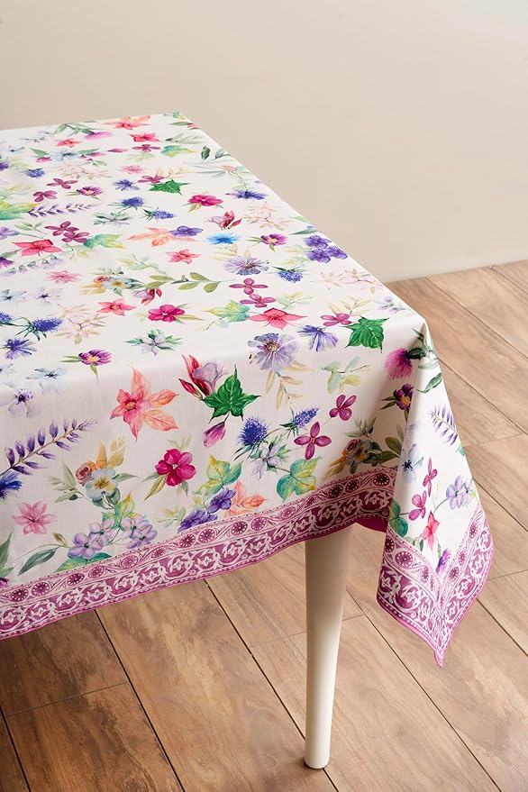 Maison d' Hermine Table Cloth Rectangle Table 100% Cotton 70 x 108 Inches Tablecloth Reusable Decorative Everyday Use for Dining Room, Farmhouse, Home, Party, Festive & Wedding Spring Summer - Chardon