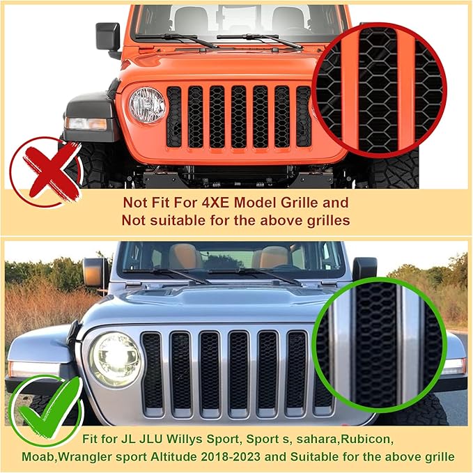 Led Grill Lights fit for 2019 2020 2021 2022 2023 Jeep Wrangler JL JLU Rubicon Sahara Sport Front Grille Grills Light Front Headlights Wrangler JL Jlu 2018-2023 Amber Accessories (JL Amber LED 6PCS)