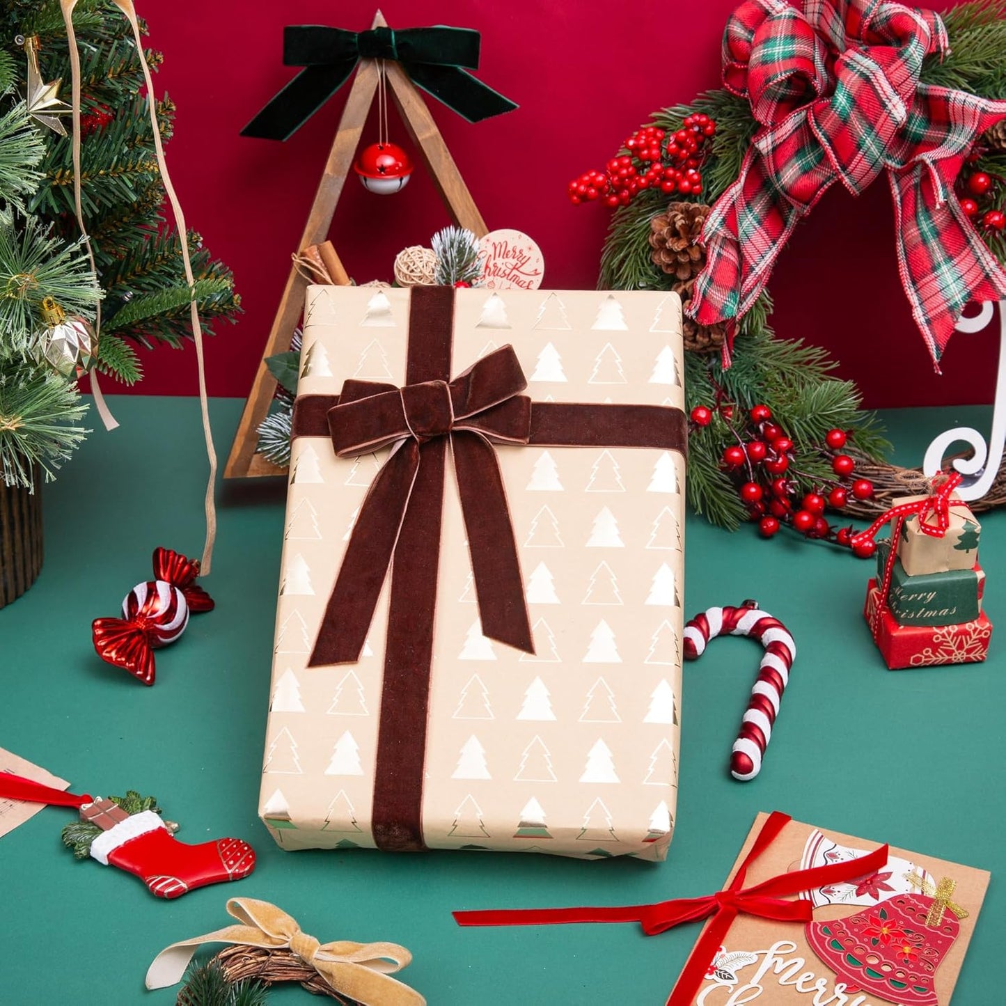 Vintage Brown Velvet Ribbon Chocolate Christmas Ribbon for Gift Wrapping Crafts Christmas Tree Ornaments Garland Decorations, 1 Inch X 25Yd