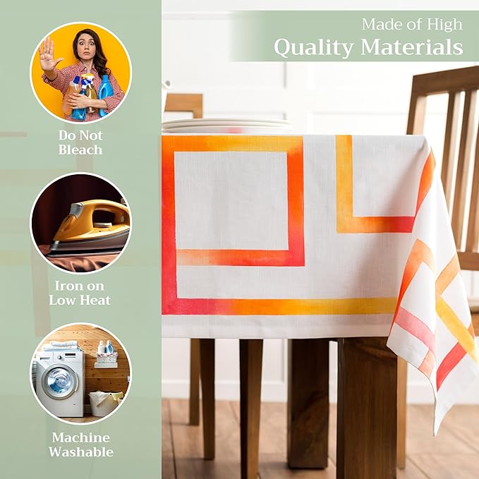 Maison d' Hermine Table Cloth Square Table 100% Cotton 60 x 60 Inches Tablecloth Reusable Decorative Everyday Use for Dining Room, Farmhouse, Home, Party, Festive & Wedding Spring Summer - Summer Maze