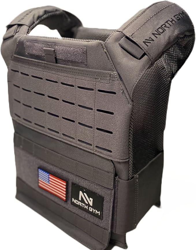 Northgym Adjustable Weighted Vest/Incl. 3D Weight Plates in 14lbs / 20lbs/ 30lbs/ 42.5lbs - Optimized Weight Distribution and with Curved Plates for Running, Functional Training and Working Out