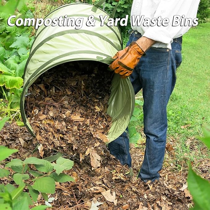 YUDI & GARDEN 45 Gallon Hard Bottom Collapsible Garden Bag, Collapsible Trash Can, Camping Trash Can, for Collecting Weeds or Leaf or Party and Yard Waste