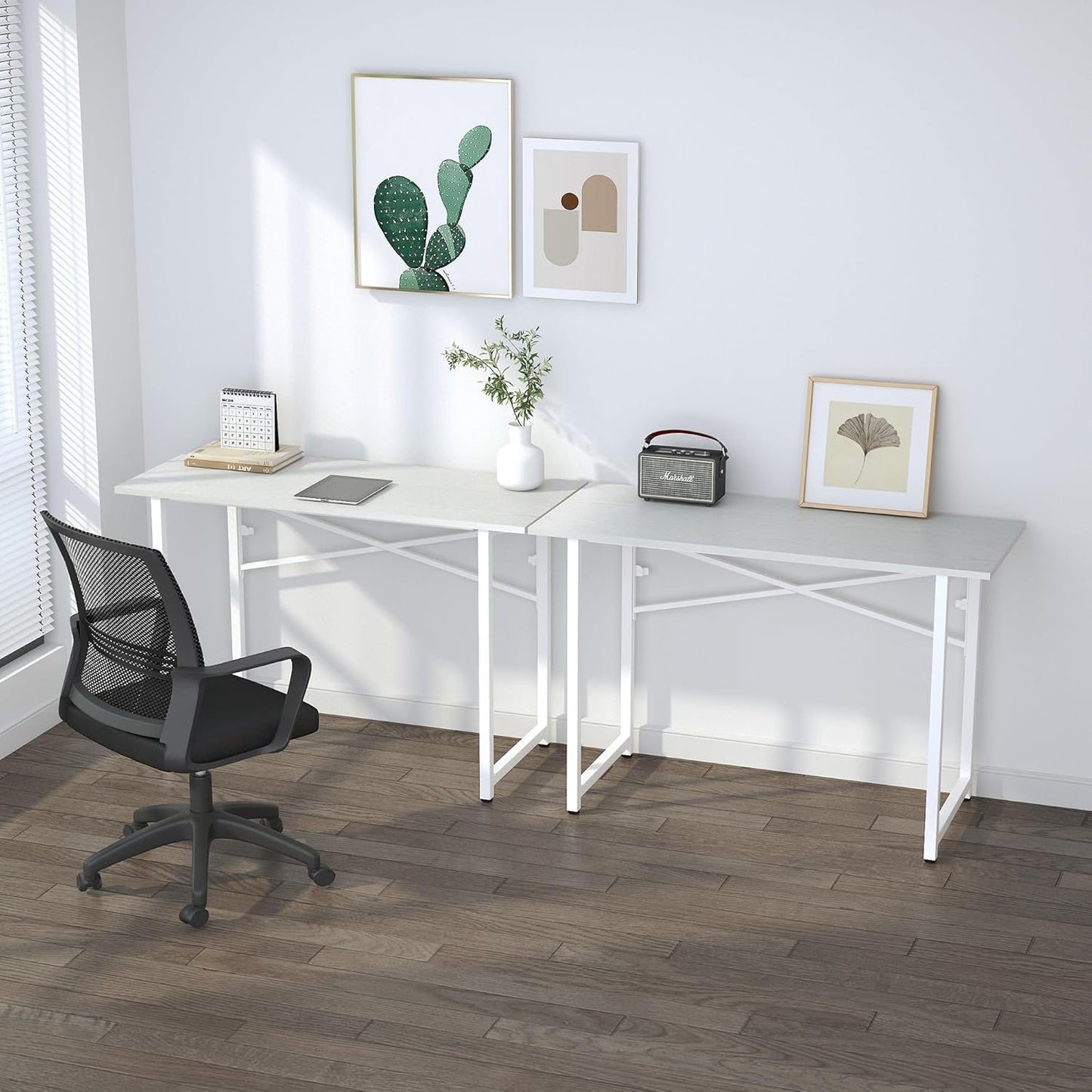 Folding Desk 47 inch No Assembly Required Home Office Table, Writing Gaming Computer Camping Desk, White