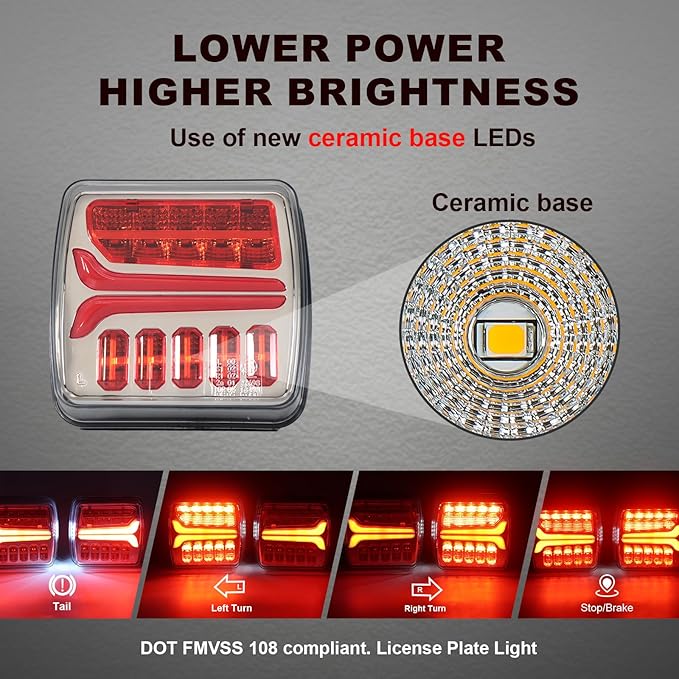 Agrieyes Wireless Trailer Lights, Magnetic LED Trailer Light Rechargeable, Portable Tow Lights Kit for Trucks, Wrenker, Boat, RV, Caravan, DOT Compliant