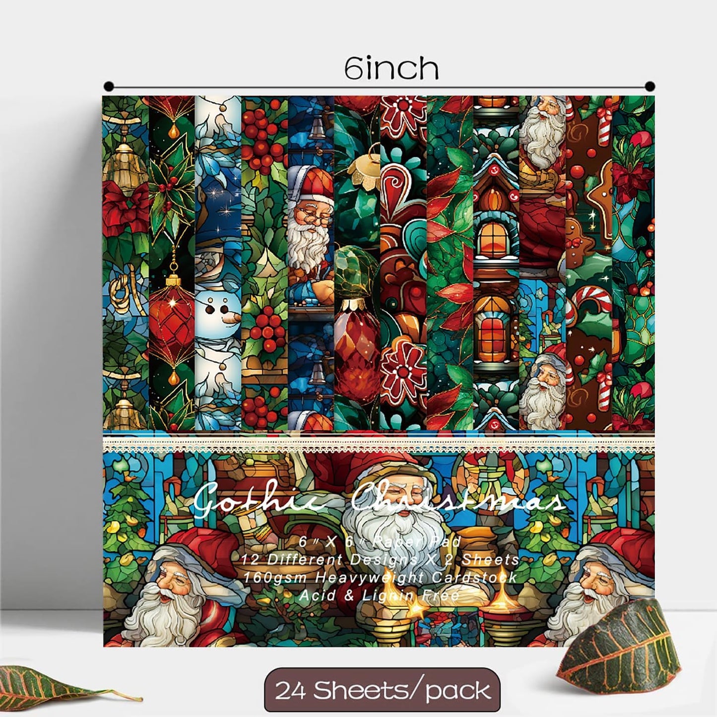 YASMEN 6"x6" Scrapbook Paper Pad - 24 Sheets of Patterned Cardstock for Card Making, Scrapbooking, Junk Journal, DIY Gift Cards - Single-Sided Decopodge Decorative Craft Paper