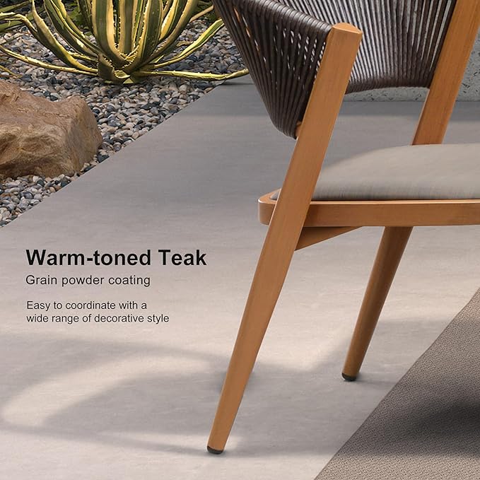 PURPLE LEAF 11-Piece Patio Dining Set Outdoor Furniture Rectangular Table and Chairs Set with Aluminum Frame and Teak-Finish for Garden Deck Backyard Kitchen Deep Teak Outdoor Set with Counter Stools