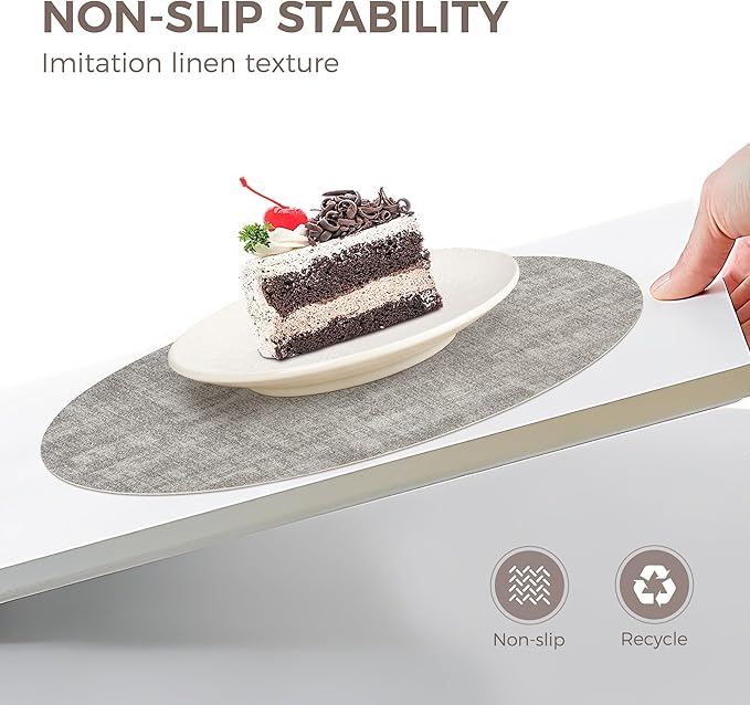 13" Round Placemats Set of 6, NCUE Dual-Sided Faux Leather Heat Resistant Table Mats, Waterproof Oilproof Washable Protective Table Placemats with Coaster, Wipeable Vinyl for Indoor & Outdoor Use