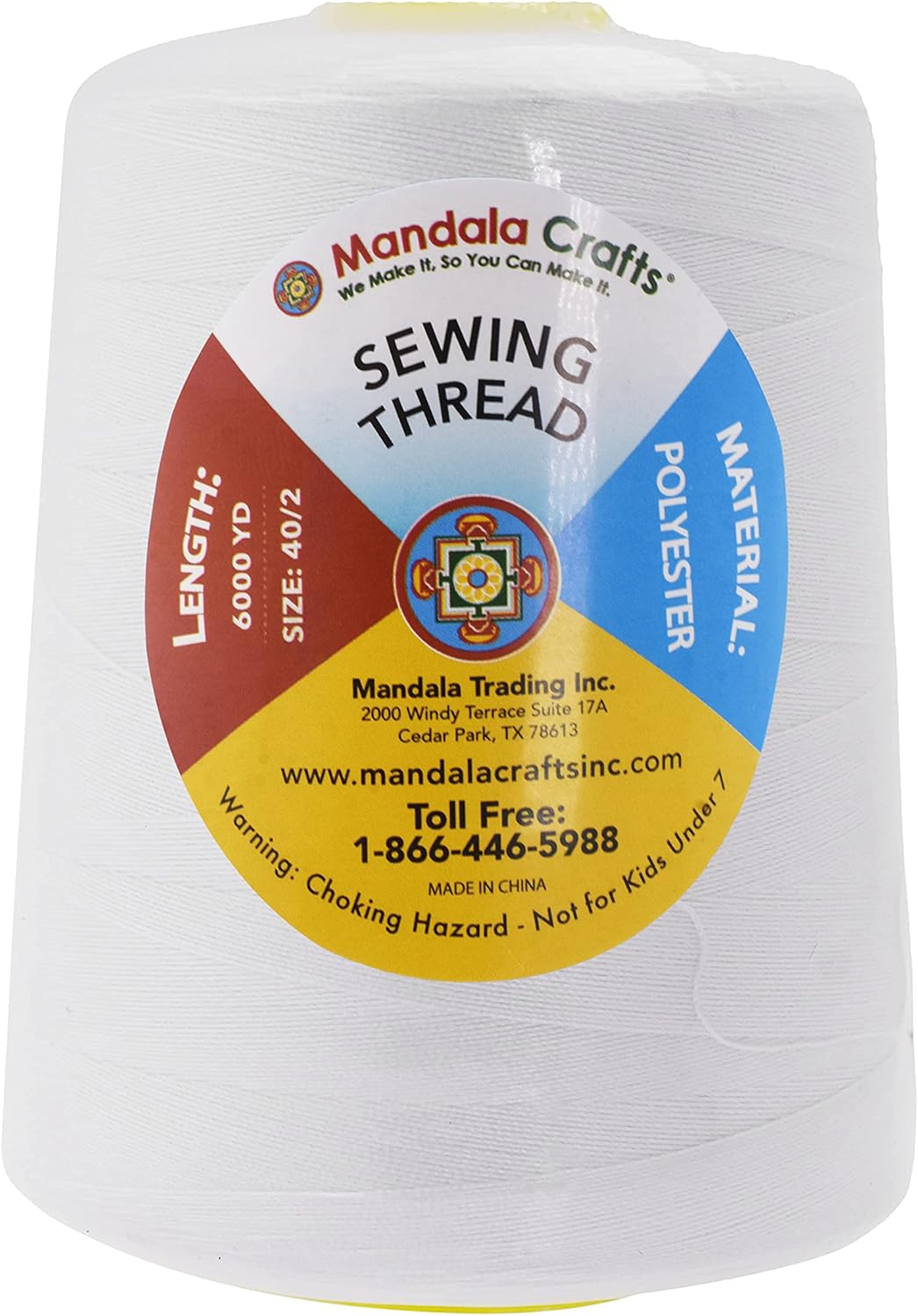 Mandala Crafts 5 Pack of Serger Threads Cones Spools - 40S/2 30000 Yards Polyester Black White Threads for Sergers Machine and Overlock Quilting Sewing Machine