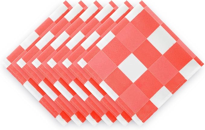 Buffalo Plaid Table Napkins Set of 100 Checkered Cloth Napkins 17x17 inch Washable Dinner Gingham Pattern Napkins Soft Napkins for Wedding Party Dining Banquet(Red and White)