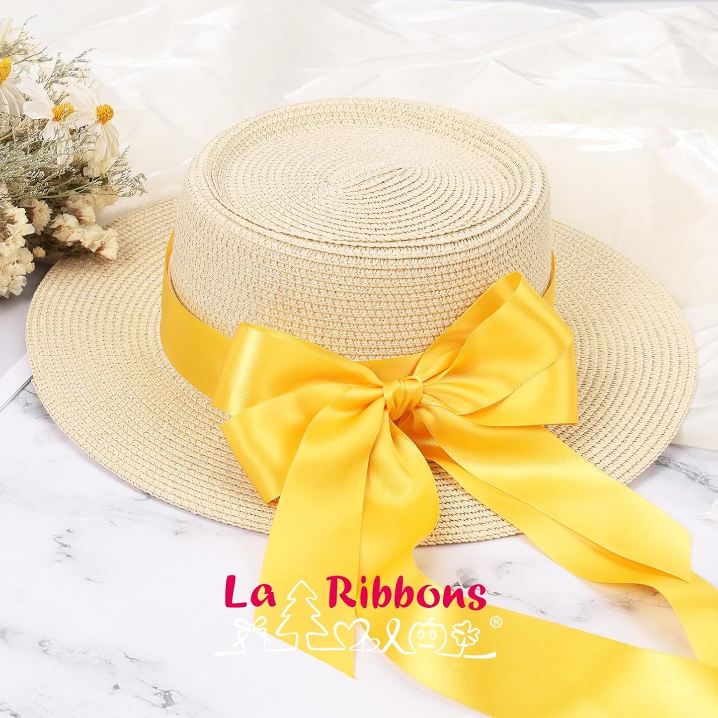 LaRibbons 1 1/2 Inch 50 Yard Double Faced Satin Ribbon,Yellow Gold Satin Craft Fabric Ribbon for Gift Wrapping Floral Bouquets Wedding Party Decoration