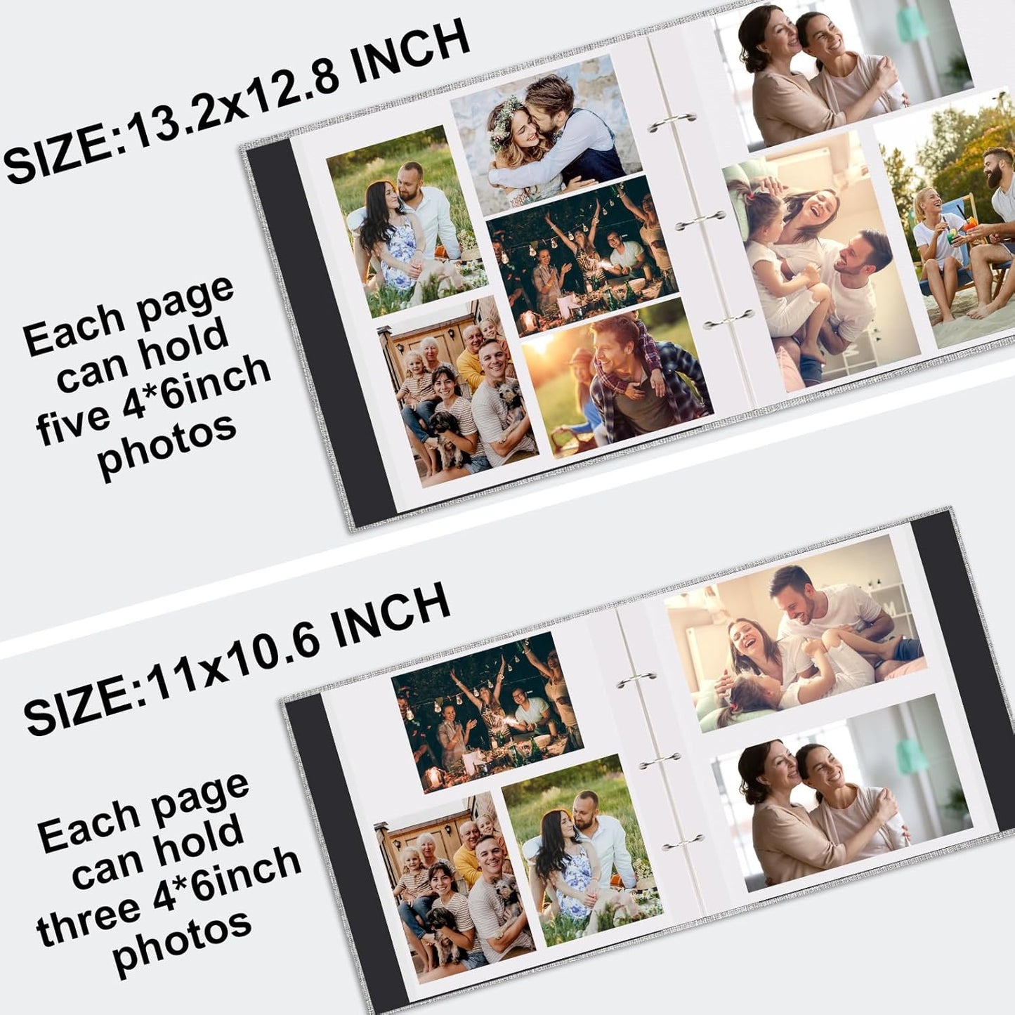 Zesthouse Large 18In Photo Album Self Adhesive 60 Pages, 3-Ring Scrapbook Albums Holds 8x10 5x7 4x6 Photos, DIY Magnetic Picture Book with Writing Space, Gift for Family Wedding Baby