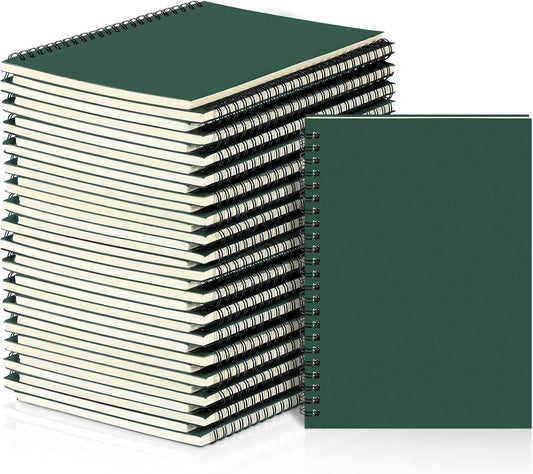 Yahenda 36 Pcs Spiral Notebook Bulk A5 Journal Lined 8.3'' x 5.5'' Writing Composition Paper Small Notepad Subject Notebook for Students Office Business Back to School Supplies (Deep Green)