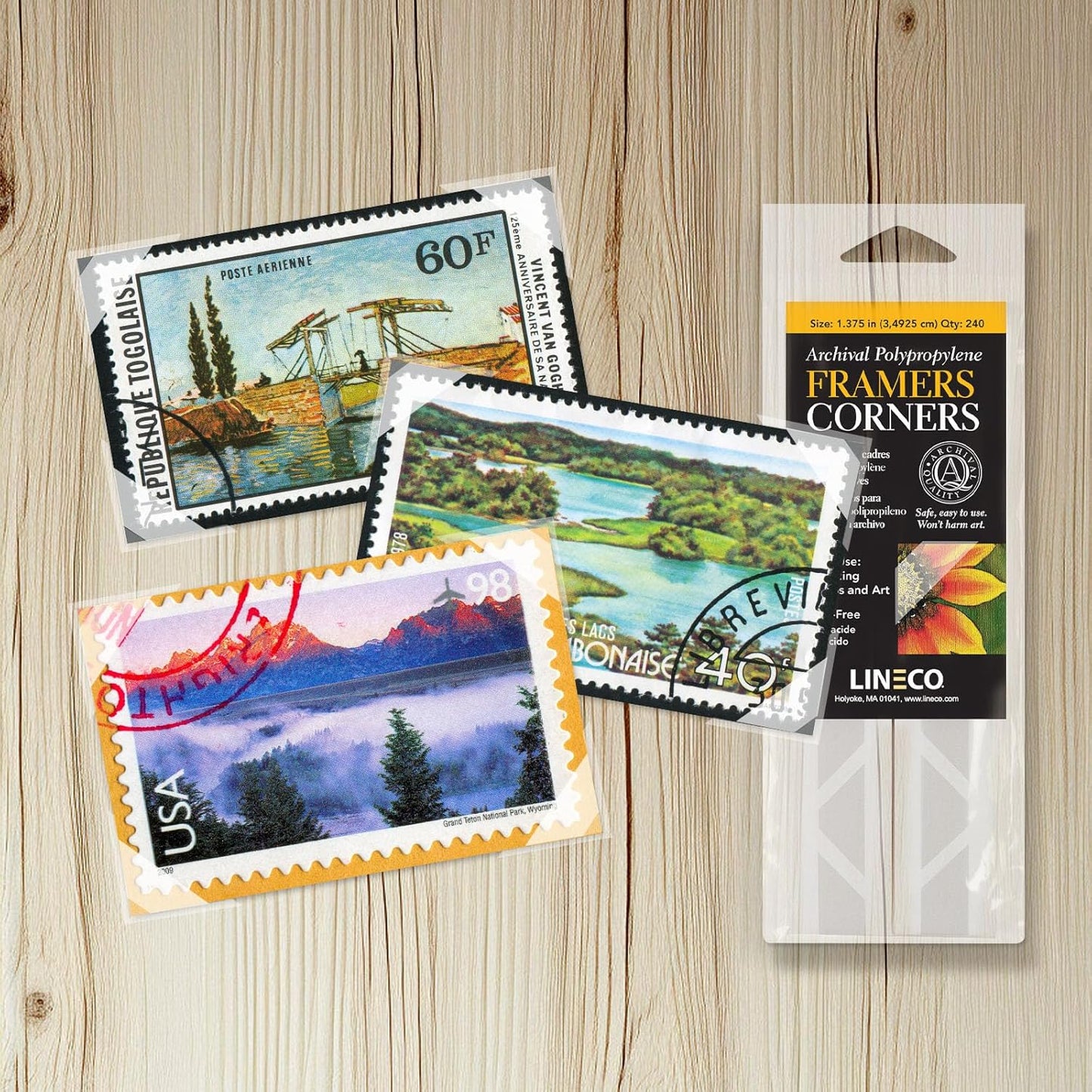 Lineco Archival Acid-Free Polypropylene Framers Corners, 1.375 Inches Mounting Corner for Photos, Pictures, Scrapbook, and Arts, Pressure Sensitive Adhesive, Pack of 240.