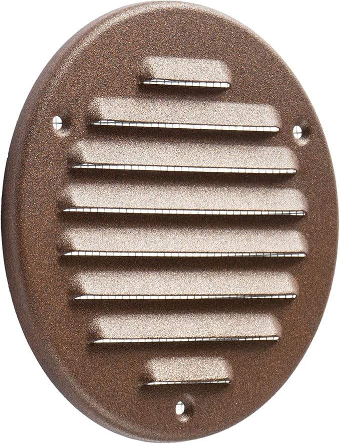 Vent Systems - 4 Inch (Inner) Pack of 10 Brown Metal Round Soffit Air Vent Grille Cover, Register air Vent Deflector, Louver - Built-in Mesh - HVAC for Bathroom, Home Office, Kitchen 5 Inch (Outer)