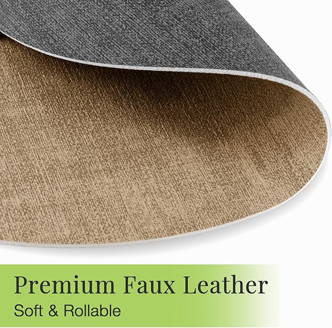 13-Inch Faux Leather Round Placemats Set of 4, Waterproof Anti-Slip Dual Sided Place mats, Heat Resistant Washable Table Mats with Coaster, Suitable for Indoor & Outdoor (4, Black Light Coffee)