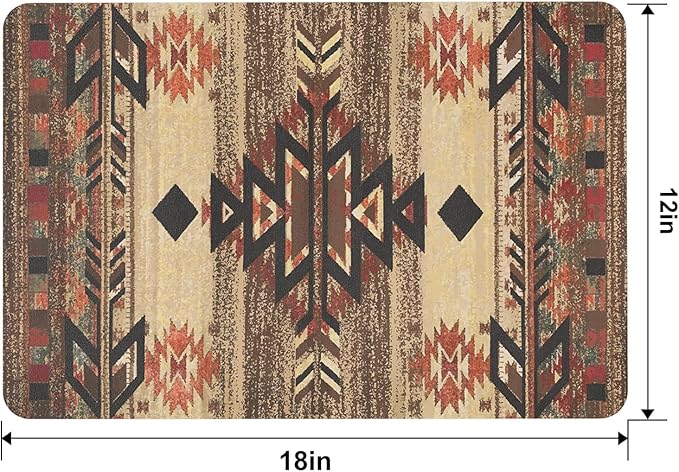 QIYI Placemats Set of 6, 12x18 Inch PU Leather Place Mats for Kitchen Dinning, Heat Resistant Anti Slip Brown Table Mats, Waterproof Wipeable Washable Placemat Party Table Décor, Geometric Motifs