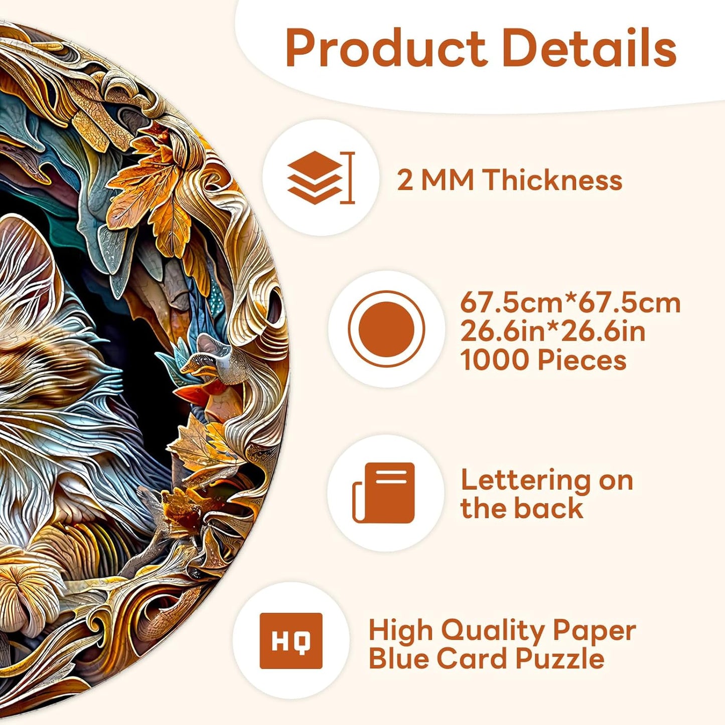 masseruon Puzzles for Adults 1000 Pieces-Cat Puzzle-26.6 * 26.6in Round Jigsaw Puzzels with HD Matte Finish-Hard Difficult Puzzel for Adult-Challenging Gift for Puzzel Lovers Home Decor