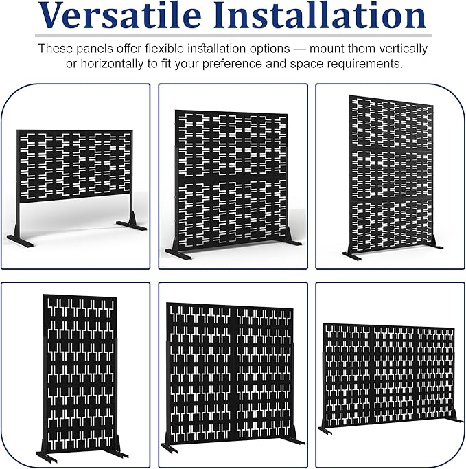 Outdoor Privacy Screen,72" H×47" W Metal Privacy Screen, Freestanding Privacy Fence Panels for Patio