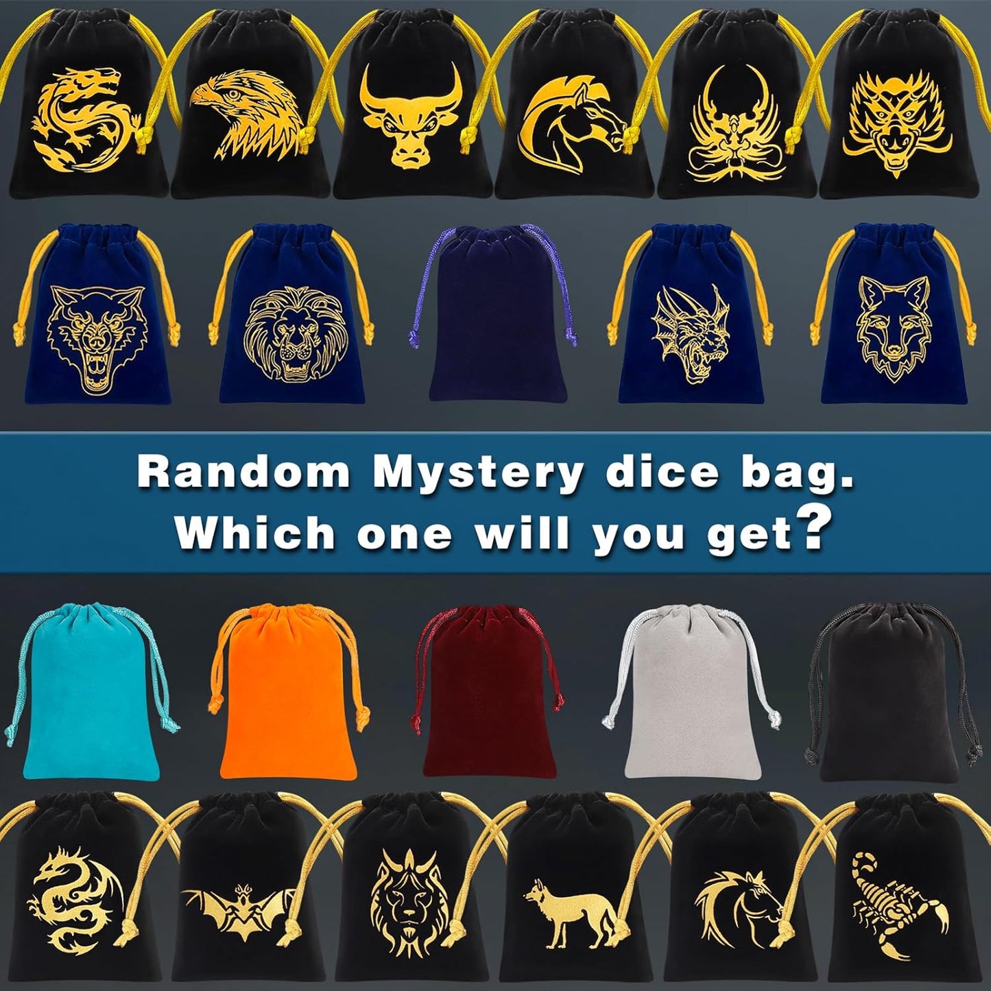 CiaraQ Mystery DND Dice Sets - Random 9 Complete Polyhedral Dice Sets with 9 Random Bags, Wide Range of Patterns, Surprise Blind Box DND Gifts for Dungeons & Dragons, Role Playing Table Game