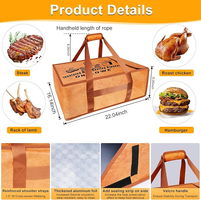 BBQ Blanket for Resting Meat - Insulated Meat Resting Bag for Smoking & Grilling | Compatible with Multiple models BBQ Prep Tub for Large Brisket/Beef/Pork Shoulders, Gifts for Men, Christmas Gifts