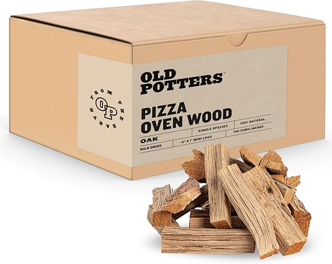 Old Potters Kiln Dried Pizza Oven Cooking Logs, Approx 12 lbs, Wood Logs for Pizza Ovens, Grills and Smokers, Solo Stove Mesa XL, Oak~ 6 Inch Mini Log, Product of USA (790 Cubic Inches)