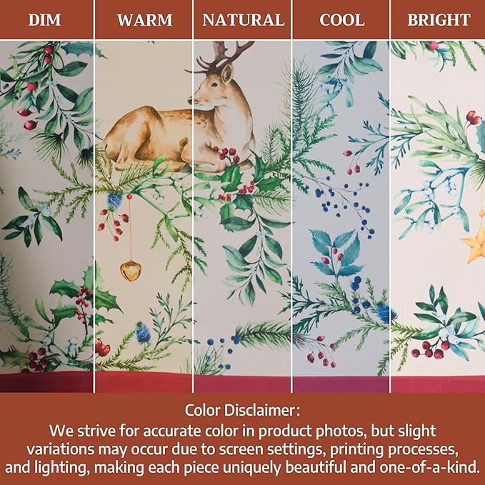 Maison d' Hermine Table Cloth Round Table 100% Cotton 69 Inches Fall Tablecloth Reusable Everyday Use for Thanksgiving Christmas Decorations Dining Farmhouse Party (Holly Time)