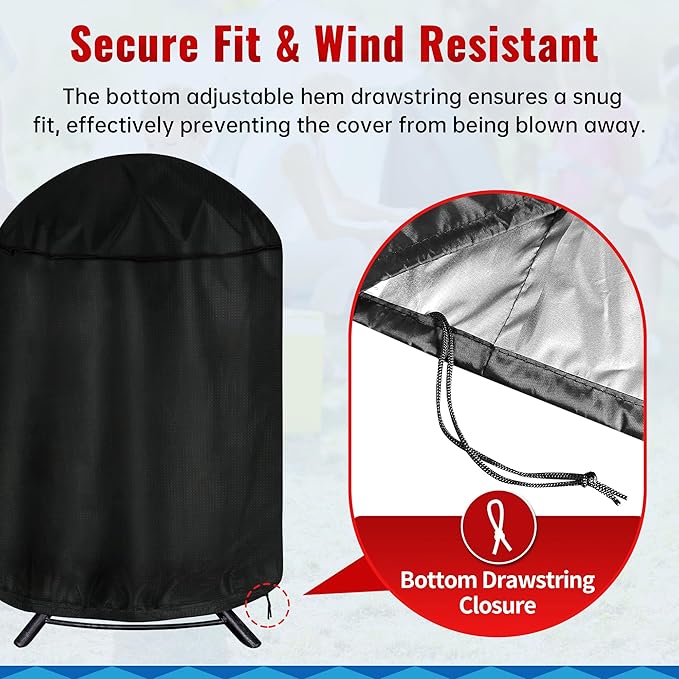 iCOVER Round Grill Cover, 29" Dia x 38" H Dome Smoker Cover, Waterproof Charcoal Kettle Grill Cover, UV Resistant BBQ Cover, Outdoor Barbecue Cover for Weber Char-Broil, Brinkmann and More