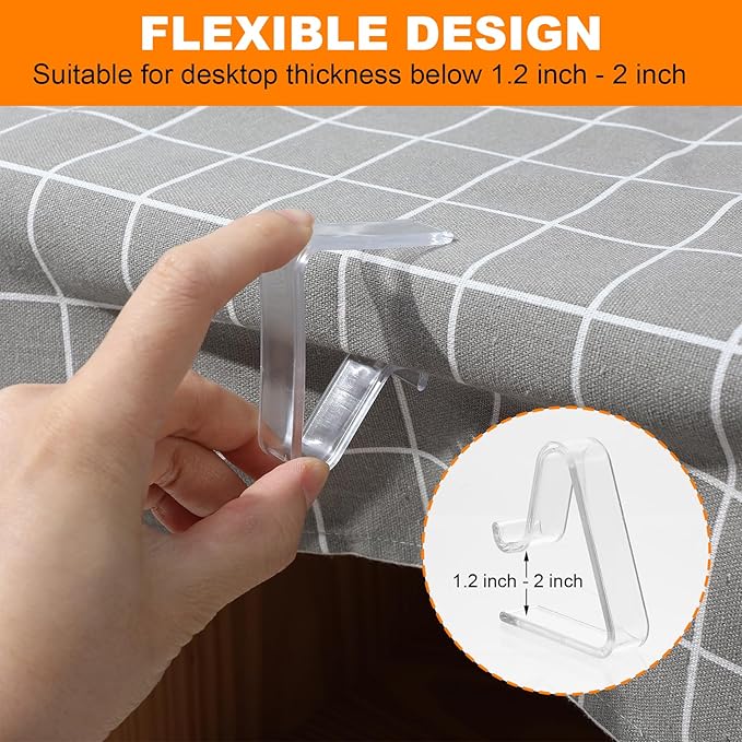 72pcs Large Transparent Tablecloth Clips, PVC Windproof Table Cover Holder Clamps for Indoor Outdoor Picnic, Wedding, Party, Camping