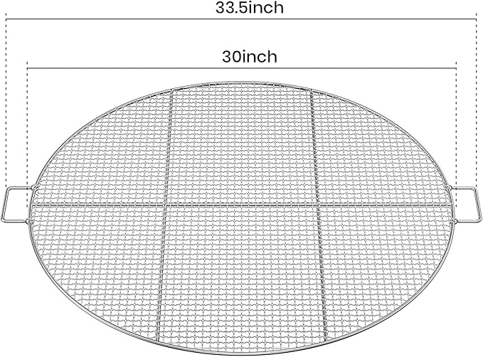 Stanbroil Fire Pit Cooking Grill Grate with 3 Support Bars - Outdoor Round BBQ Campfire Grill Grid - Camping Cookware - Stainless Steel, 30 Inch