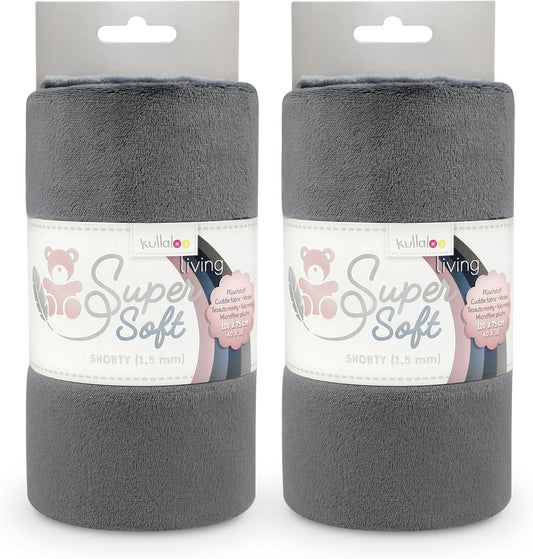 kullaloo Plush Fabric | Solid Ash Grey Minky Fabric for Sewing (Pack of 2) | Super Soft Cuddle Material | 39.5x29.5 | Plushies, Baby Blankets, Pillows, Dog Beds, Cat Beds, Baby Accessories, Apparel