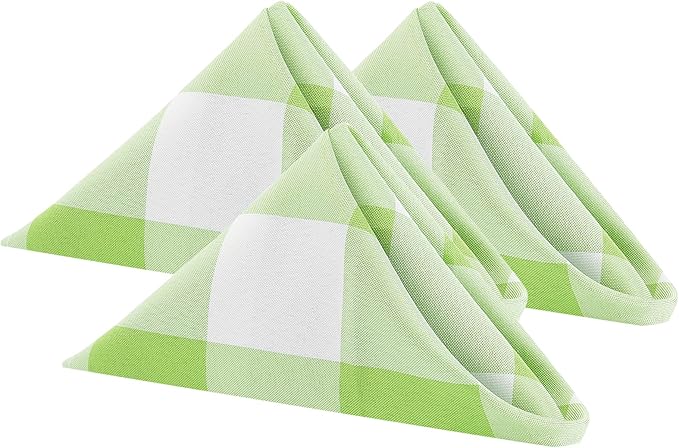 Buffalo Plaid Table Napkins Set of 100 Checkered Cloth Napkins 17x17 inch Washable Dinner Gingham Pattern Napkins Soft Napkins for Wedding Party Dining Banquet(Emerald and White)